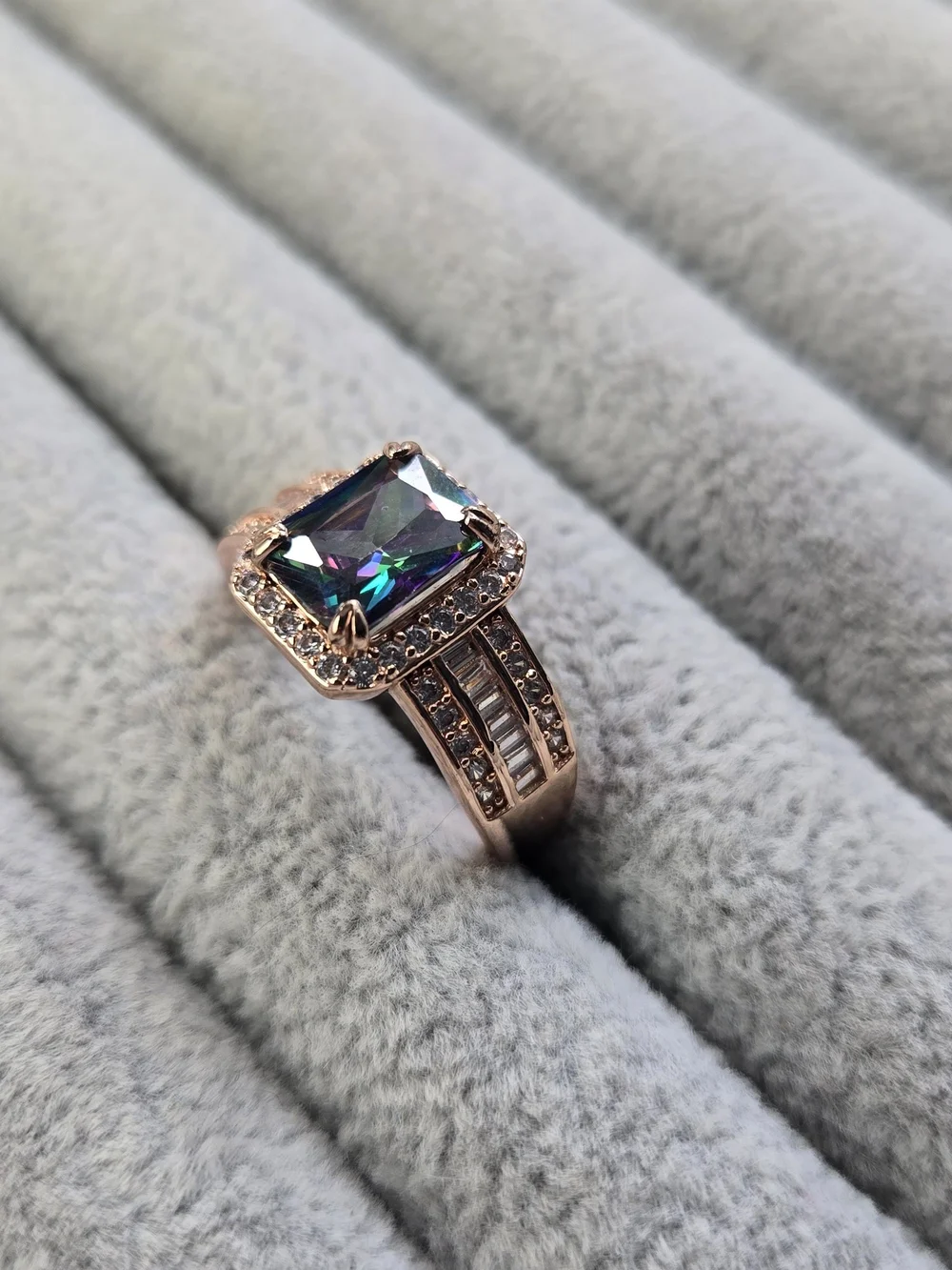 Size 8 Mystic Rainbow Topaz Rose Gold Plated Bomb Party Ring